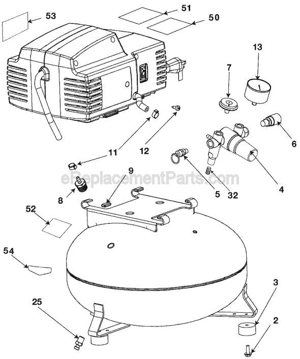 Page A Diagram and Parts List for C2005 Type 0 Porter Cable Compressor